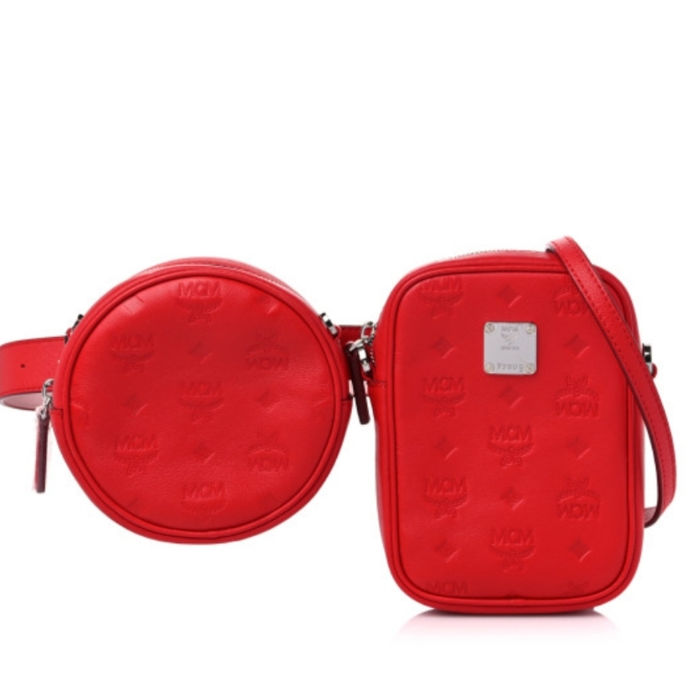 MCM Red/pink Convertible Belt Bag